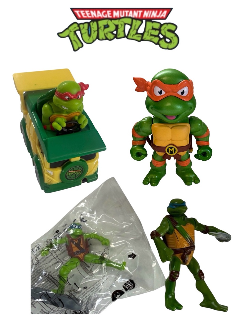 TEENAGE MUTANT NINJA TURTLES BUNDLE DINKY CAR DIE CAST ACTION FIGURE TMNT